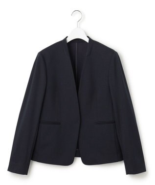 23区 【セットアップ対応/洗える】トリアセジャージー ノーカラージャケット ネイビー系