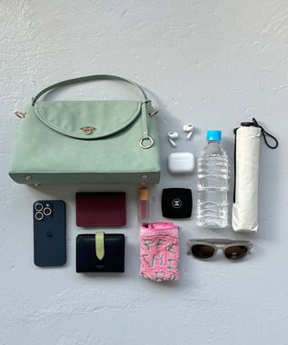 組曲 スエードライク トップハンドルバッグ ピスタチオ系