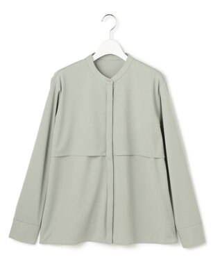 ICB 【洗える】イージージョーゼット バンドカラーカットソー スモークグレー系