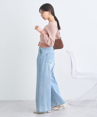 earth music&ecology マイクロボーダーＶネックコンパクトカーディガン Pink Orange