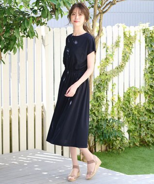 ANY SIS 【洗える】イージーケア ワンピース ネイビー