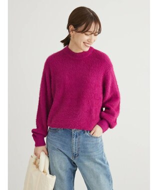 Green Parks フェザーモックネックニットプルオーバー Pink