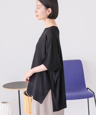 AMERICAN HOLIC 接触冷感サイドスリットニットプルオーバー Black