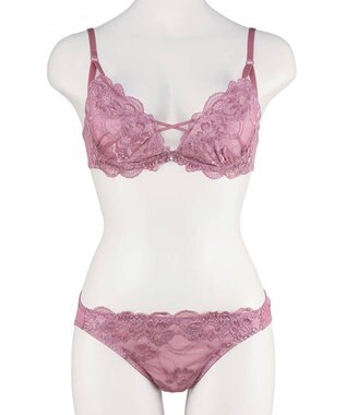 San-ai Resort（三愛水着楽園） 【WEB限定】【プチプラブラセット】純欲カラーヌーディーレーシーストリングブラ＆ショーツセット 【northerly】 ピンク
