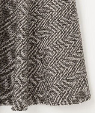ANY 【ウエストゴム】ループツイードヘリンボーンフレアスカート グレーベース