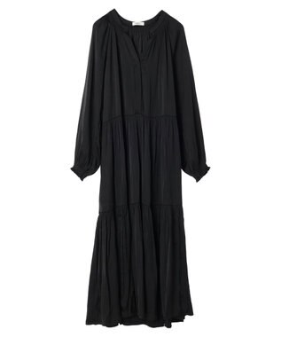 earth music&ecology サテンティアードワンピース Black