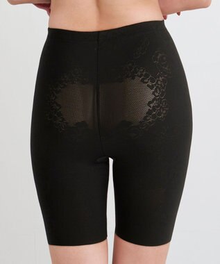 WACOAL 【-５歳の着やせシルエット】 ガードル ロング丈 二の尻キュッと おなかフラットに 吸汗速乾(本体) ラクに着用できる レディース GRC423 /ワコール ブラック