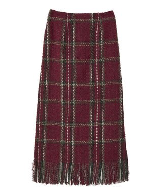Green Parks ・ＳＵＧＡＲ　ＳＰＯＯＮ　チェックフリンジスカート Bordeaux
