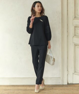 23区 【セットアップ対応】トリアセダブルジョーゼット ブラウス ブラック系