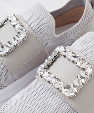 Bridget Birkin 【Bridget Birkin】ビジューバックルニットスニーカー ライトグレー