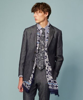 JOSEPH ABBOUD 【日本製】ペイズリープリント ネクタイ ネイビー系6