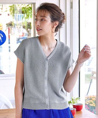 Tiaclasse 【洗える】リネンタッチカーディガン グレー