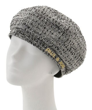 MOONBAT PAUL & JOE ACCESSOIRES ロゴ刺繍ツイードベレー ブラック