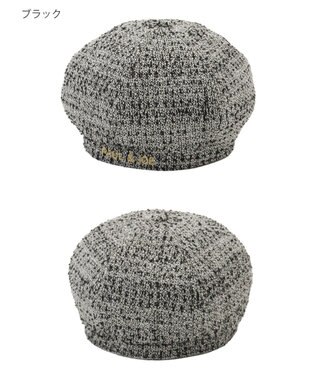 MOONBAT PAUL & JOE ACCESSOIRES ロゴ刺繍ツイードベレー ブラック