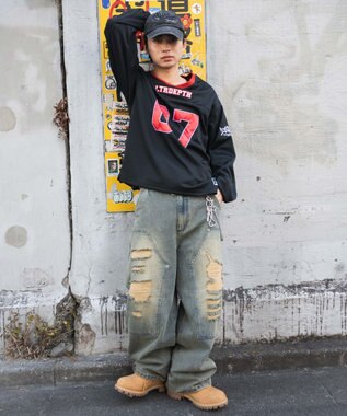 WEGO 【ユニセックス着用ITEM】ナンバリングホッケーT（LS） ブラック