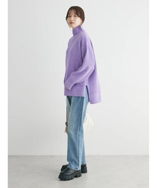 Green Parks ｍｏｋｏモール畦ニット前後差プルオーバー Purple