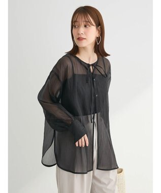 Green Parks ・ＥＬＥＮＣＡＲＥ　ＤＵＥ　２ｗａｙシアーブラウス Black