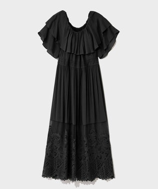 GRACE CONTINENTAL ラッフルレース切替マキシ ブラック
