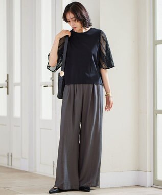 自由区 【カタログ掲載・セットアップ対応・接触冷感・UVケア・洗える】エアリーツイルワイド パンツ バーント