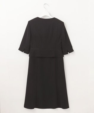 自由区 FORMAL 【ウォッシャブル対応】ドビーボーダーリボン ジャケット+ワンピース ブラック系