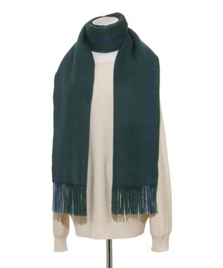MOONBAT FURLA(フルラ）ウール100％ オンブレー カラーブロック ストール ダークグリーン