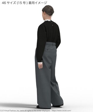 23区 L 【洗える】エンブロイダリーニット ブラック系