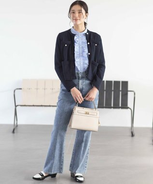 組曲 コンパクトシャーティング フリルブラウス スカイブルー系1