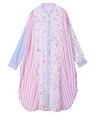 AMERICAN HOLIC Ｆｌｏｗｅｒ　×　Ｓｔｒｉｐｅシャツチュニック Pink