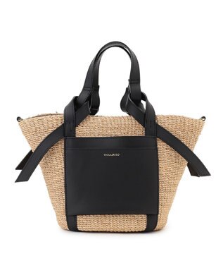 23区 【先行予約】VIOLAd'ORO アバカ レザーポケット 2WAY トートバッグ ブラック系