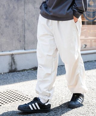 WEGO 【ウエストゴム/手洗い可】ナイロン　トラックパンツ ライトグレー