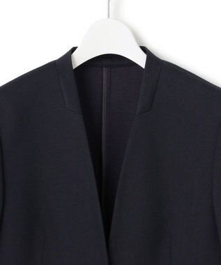 23区 【セットアップ対応/洗える】トリアセジャージー ノーカラージャケット ネイビー系