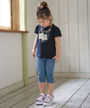 ANY KIDS ネックレス付き ネコTシャツ ネイビー