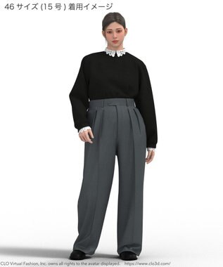 23区 L 【洗える】エンブロイダリーニット ブラック系