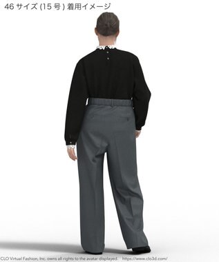 23区 L 【洗える】エンブロイダリーニット ブラック系