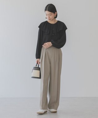 AMERICAN HOLIC サラックール衿フリルラグランブラウス Black