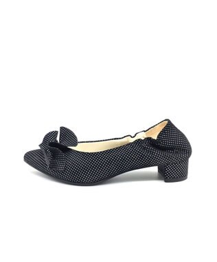 nouvelleRobe Oū 新色追加【本革・高反発】Ruffles ポインテッドトゥ ヒールパンプス ブラックドット