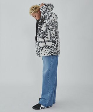 WEGO ボアパターンフードブルゾン ホワイト