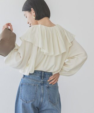 AMERICAN HOLIC サラックール衿フリルラグランブラウス Ivory