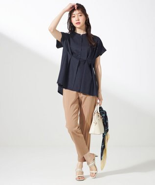 ANY SIS 【洗える】カナパジャージー ブラウス ネイビー