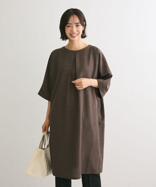 Green Parks 前後２ｗａｙ　ミディ丈タックワンピース Brown