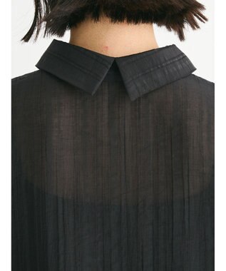 Green Parks シアーストライプショート丈シャツ Black