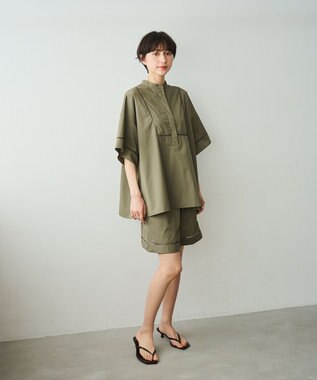 #Newans 【洗える/セットアップ可能】ハシゴレースハーフパンツ カーキ