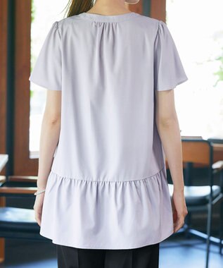 Tiaclasse 【選べる2Type】スキッパーシャツチュニック 半袖ライトグレー