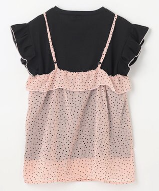組曲 KIDS 【150-160㎝】ドットキャミ＋TシャツSET ピンク×ブラック