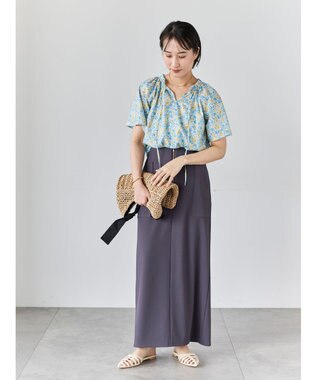 Te chichi 【LIBERTY FABRICS】フリルネックブラウス オフホワイト