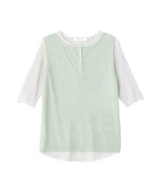 AMERICAN HOLIC 【2点セット】シアーリブヘンリーネックニット＋タンクトップ Light Gray
