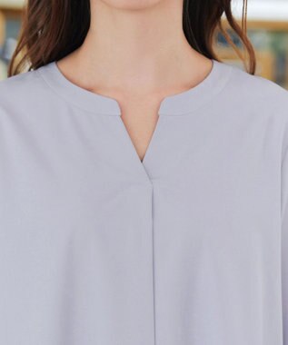 Tiaclasse 【選べる2Type】スキッパーシャツチュニック 長袖ライトグレー
