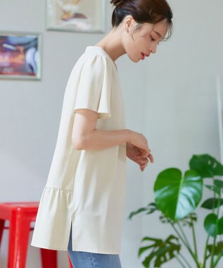 Tiaclasse 【選べる2Type】スキッパーシャツチュニック 半袖エクリュ