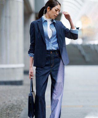 23区 【CLASSY.6月号掲載/洗える】23区DENIM コクーンシルエット パンツ ネイビー系