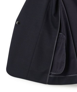 23区 【セットアップ対応/洗える】トリアセジャージー ノーカラージャケット ネイビー系